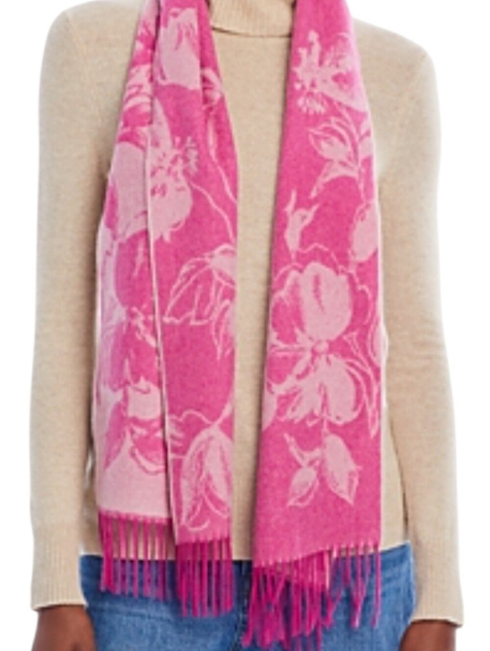 C By Bloomingdales $168 Woven Cashmere Pink 2 Sided Scarf